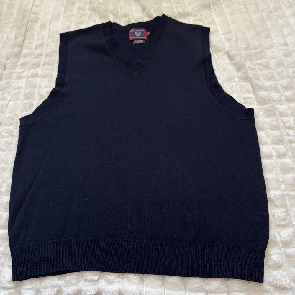BYRON NELSON Men's Large Silk & Cashmere Navy Blue Sweater Vest Classic Preppy